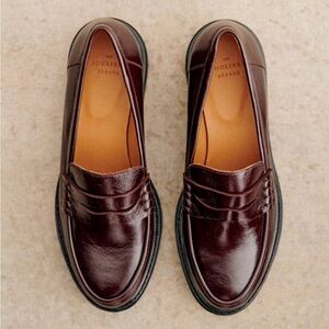 Sezane Albane Loafers in Glossy Burgundy